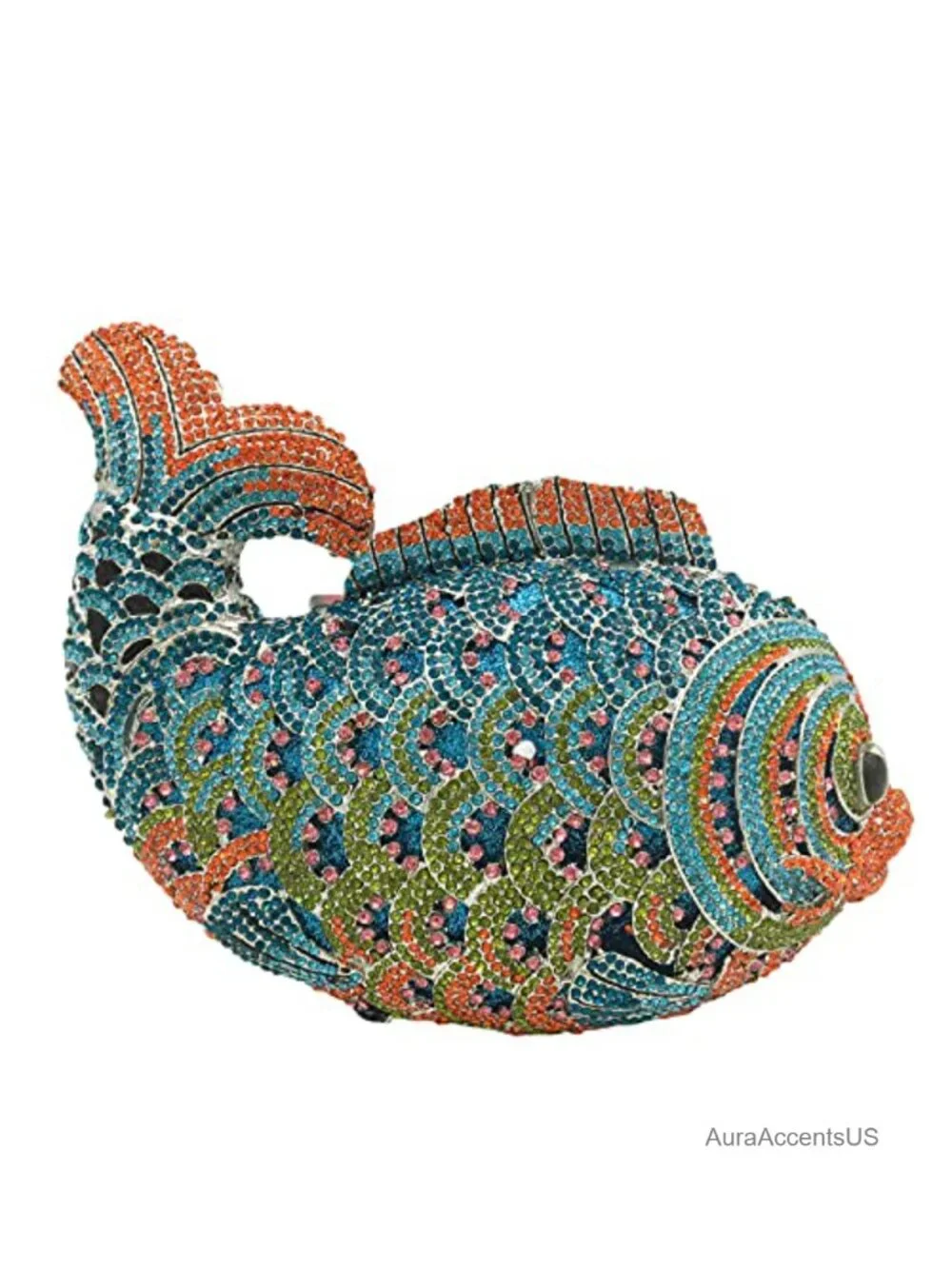 Handcrafted Crystal Fish Clutch Evening Bag for Women Wedding Prom Party